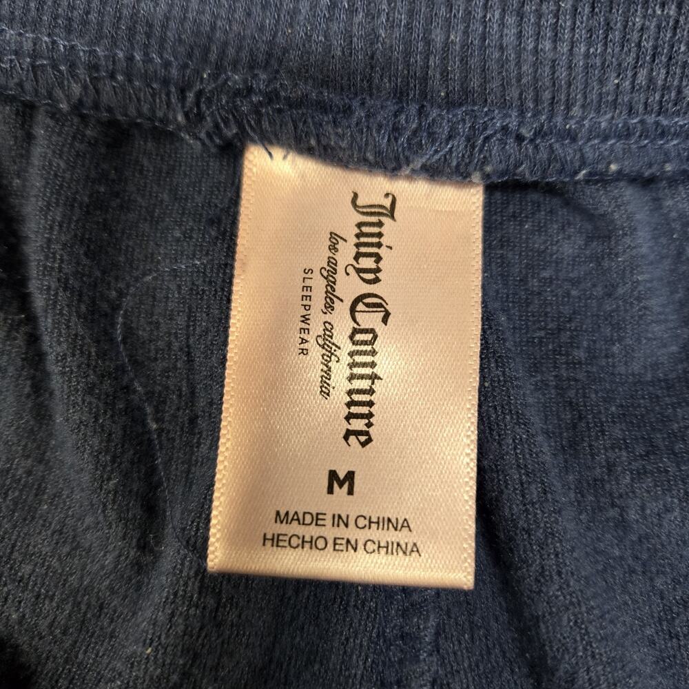 Juicy Couture Velour Pants Womens Medium Blue Straight Leg Crop High Rise Bling‎ - Picture 5 of 9